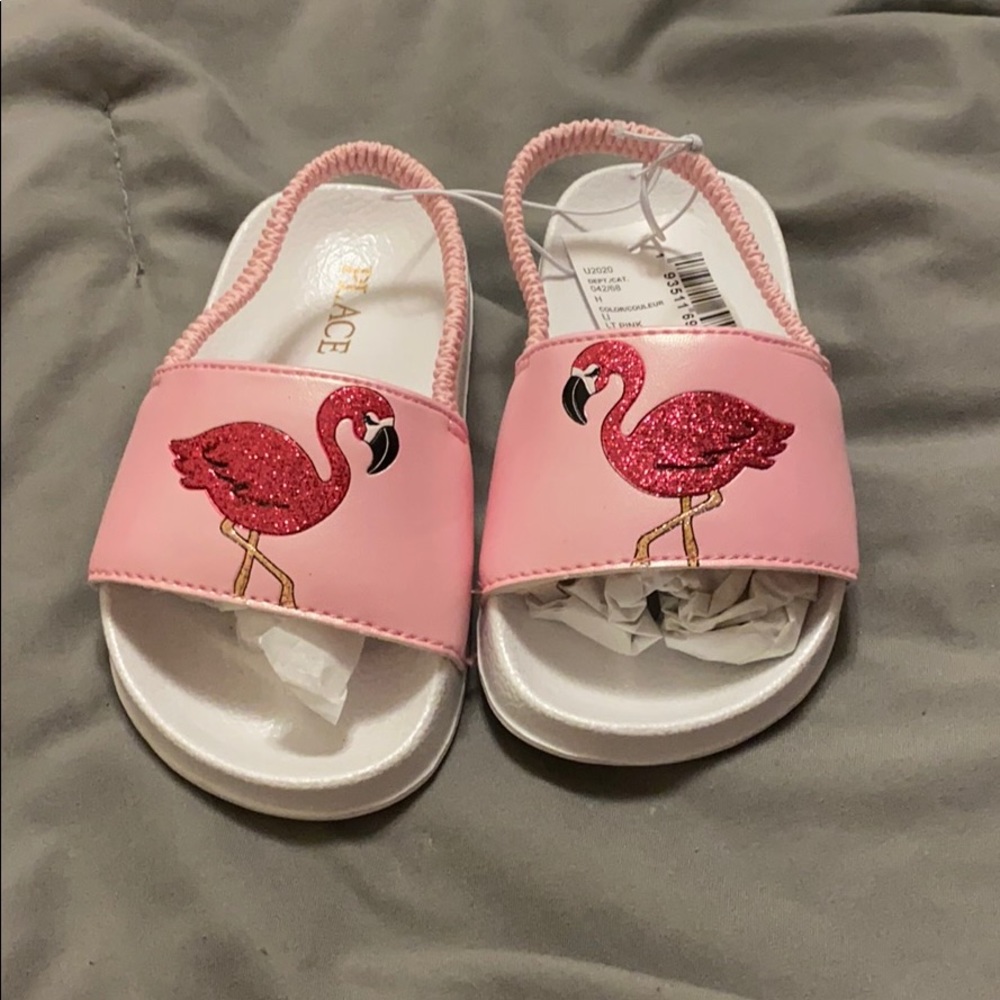 Pink and white sandals